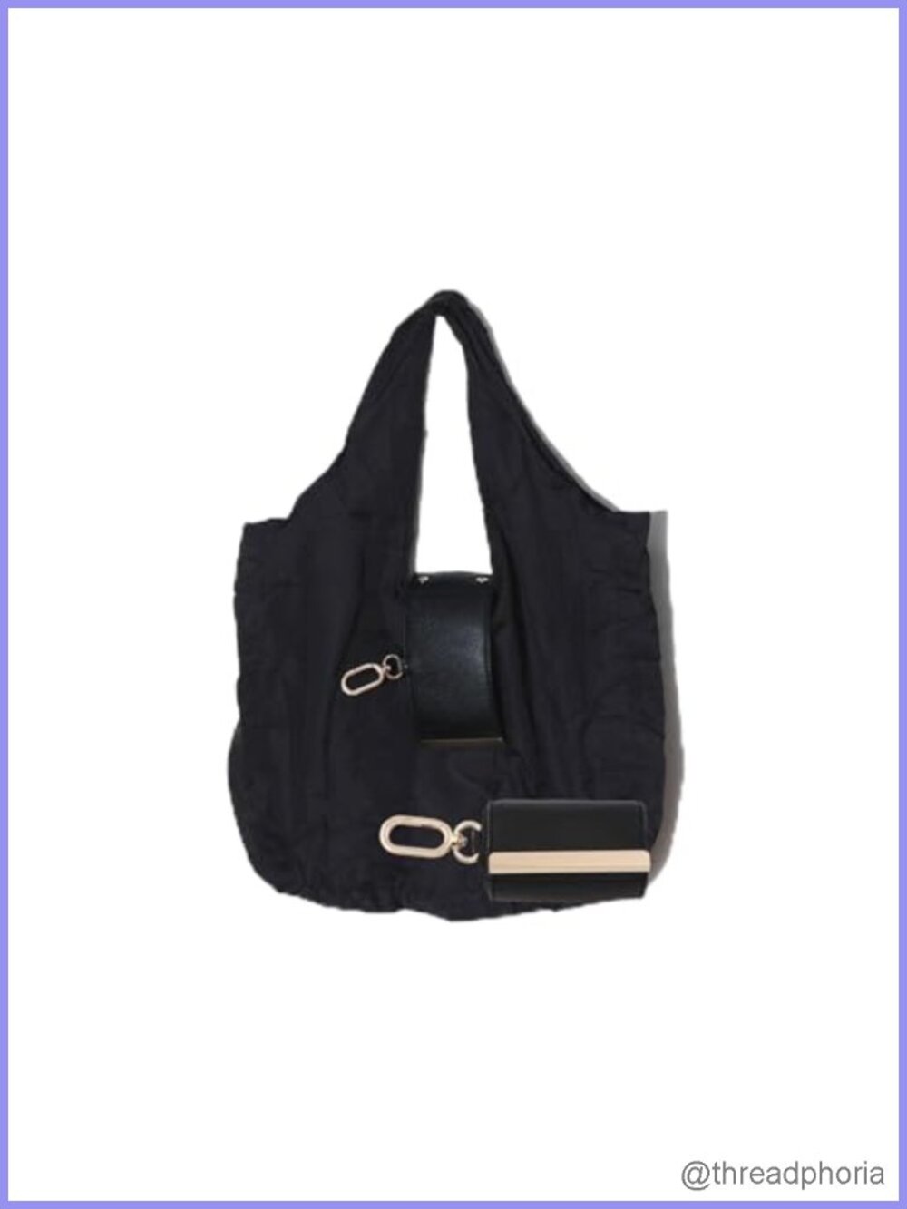 Foldable Reusable Shopping Bag Keychain Faux Leather Pouch Tote for Travel